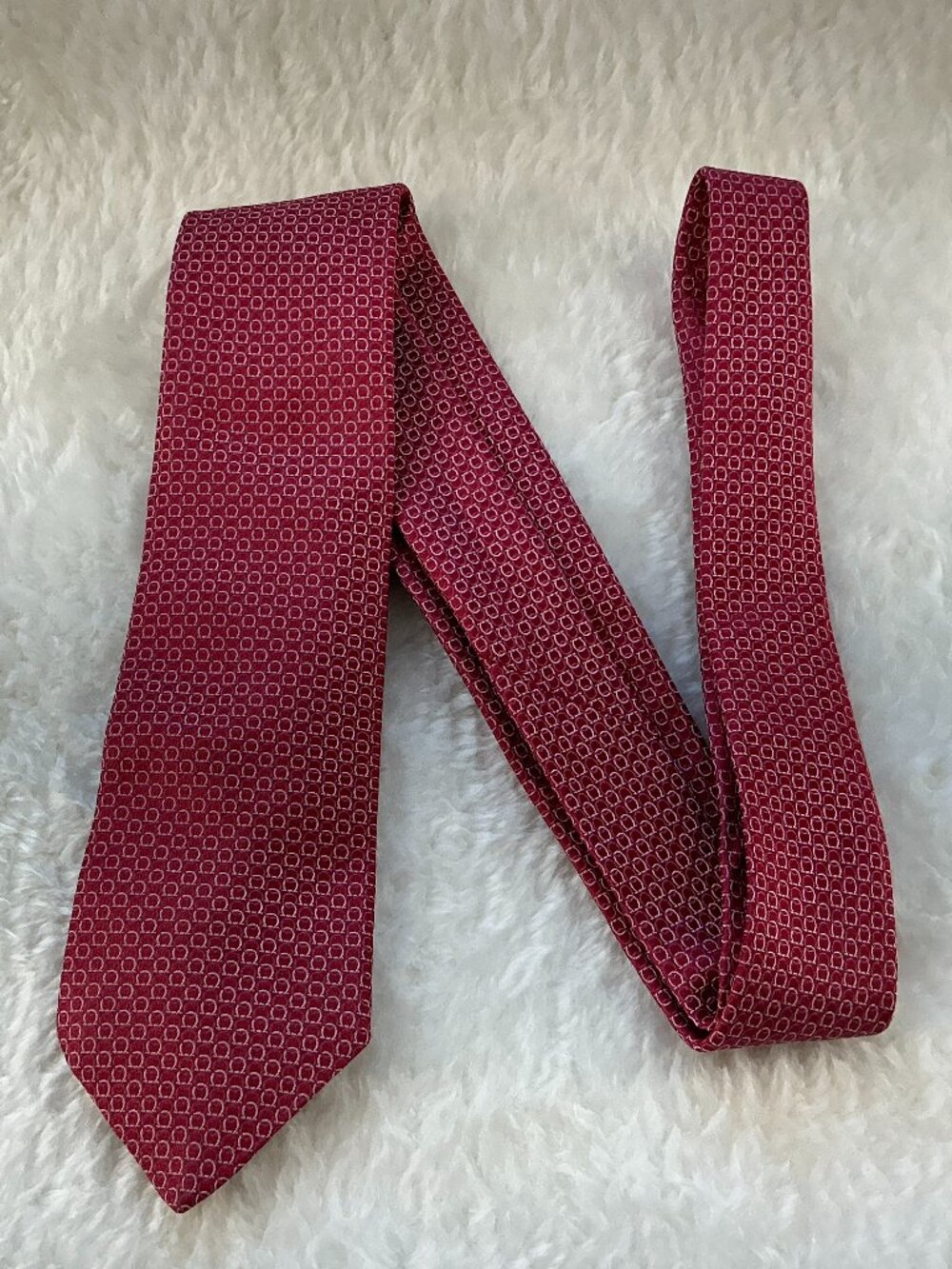 Salvatore Ferragamo Red Gancini Silk Tie